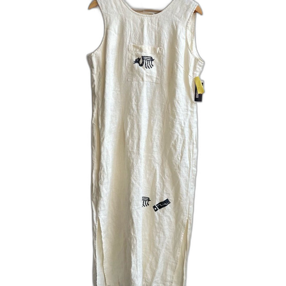 Positive Attitude Womens 100% Long Dress White Sz 2 Side Slits Sleeveless Boho - Picture 2 of 10